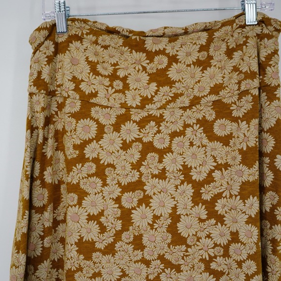 Toad&Co Chaka Skirt Floral Daisies Organic Cotton Blend Mustard Yellow Large - Picture 6 of 11